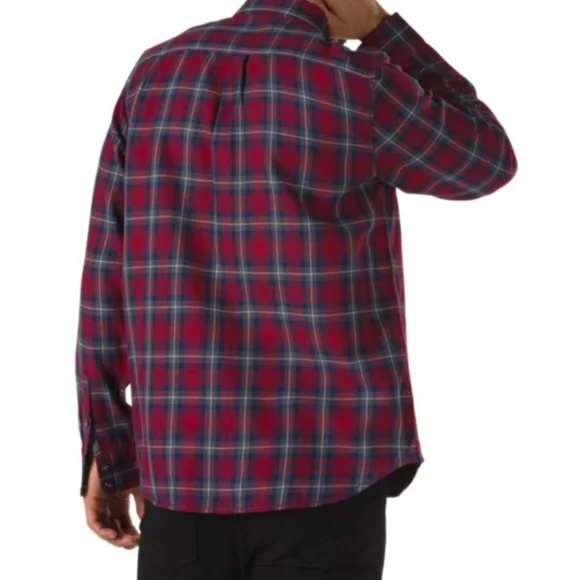 VANS Sycamore Classic Fit Plaid Button-Up Flannel Shirt Red Men’s VN0A36HM1OA - Picture 3 of 4